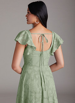 Azazie Bondi Bridesmaid Dresses Dusty Sage A-Line Side Slit Floral Burnout Dress image5