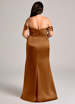 Azazie Saige 신부 들러리 드레스 쉬스 오프 더 숄더 메탈릭 새틴 바닥 길이 드레스 image10