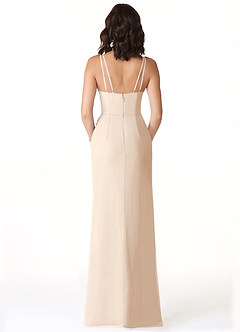 Azazie Leo Brautjungfernkleider Meerjungfrau-Linie V-Hals Gefaltet Chiffon Kleid Alabaster Weiß image2