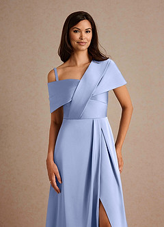 Azazie Milton Mother of the Bride Dresses Ice A-Line Pleated Stretch Satin Dress image3
