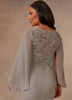 Azazie Perry Mother of the Bride Dresses Taupe Mermaid V-Neck Lace Chiffon Dress image4