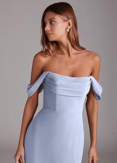 Azazie Saige Bridesmaid Dresses Ice A-Line Off the Shoulder Chiffon Convertible Dress image5