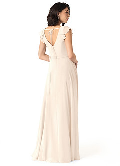 Azazie Claudine Final Sale White Alabaster A-Line Flutter Sleeve Chiffon Dress image5