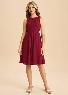 Azazie Skyla Junior Klä av A-Line i Chiffong Plisserad image3