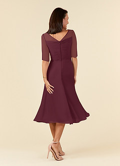 Azazie Naomi Mother of the Bride Dresses Cabernet A-Line Boatneck Pleated Chiffon Dress image2