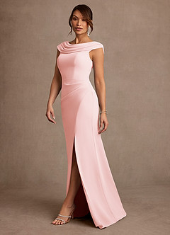 Azazie Irvine Mother of the Bride Dresses Blushing Pink A-Line Pleated Chiffon Dress image1