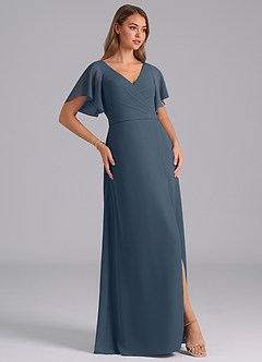 Azazie Ambrosia Bridesmaid Dresses Neptune A-Line Pleated Chiffon Dress image4
