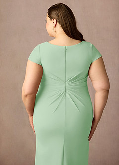 Azazie Tana Mother of the Bride Dresses Dusty Sage Mermaid V-Neck Pleated Stretch Crepe Dress image11