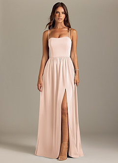Azazie Calianna Bridesmaid Dresses Blushing Pink A-Line Off the Shoulder Stretch Satin Convertible Dress image9
