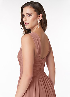 Azazie Zapheira Bridesmaid Dresses Cedar Rose A-Line Ruched Chiffon Dress image6