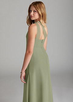 Azazie Maive Junior Pistachio A-Line Pleated Chiffon Dress image6