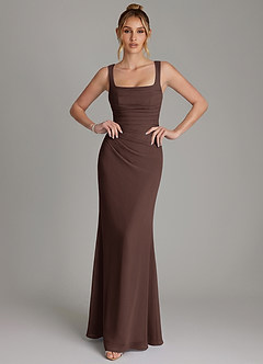 Azazie Agustina Bridesmaid Dresses Ganache Mermaid Corset Chiffon Dress image3