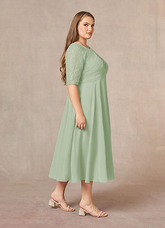 Azazie Dorothea Mother of the Bride Dresses Dusty Sage A-Line Scoop lace Chiffon Dress image7