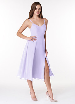 Azazie Clarissa Bridesmaid Dresses Lilac A-Line V-Neck Chiffon Dress image3