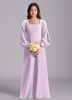 Azazie Bondi Junior Robe Trapèze en Mousseline de soie Blouson Frostiges Flieder image3