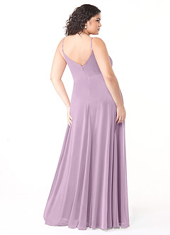Azazie Evalin Bridesmaid Dresses Wisteria A-Line V-Neck Pleated Mesh Dress image8