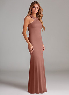 Azazie Doretta Bridesmaid Dresses Cedar Rose Mermaid Pleated Chiffon Dress image4