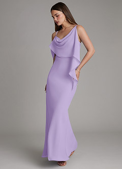 Azazie Yura Bridesmaid Dresses Lilac Mermaid Off the Shoulder Chiffon Dress image1