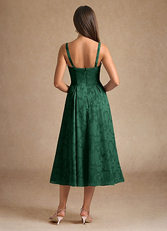 Azazie Lorain Mother of the Bride Dresses Dark Green A-Line Pleated Floral Burnout Dress image8