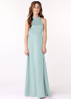 Azazie Laurel Junior Mist A-Line Stretch Satin Dress image1