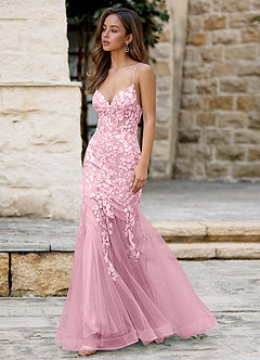 Dentelle Pink Mermaid Prom Dress image6