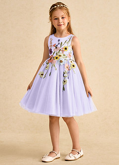 Azazie Prima Flower Girl Klänningar Klänning A-Line i Tyll Rosett image5
