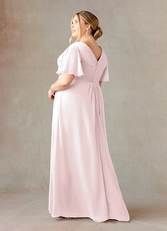 Azazie Morning Glory Mother of the Bride Dresses Blushing Pink A-Line V-Neck Ruched Chiffon Dress image8