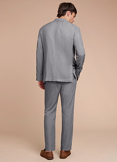 front Gavin Grey Striped Seersucker Trousers Suit
