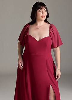 Azazie Chloe Bridesmaid Dresses Burgundy A-Line Sweetheart Neckline Chiffon Dress image12