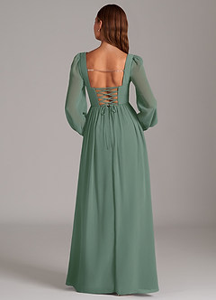 Azazie Maree Bridesmaid Dresses Eucalyptus A-Line Corset Chiffon Dress image6
