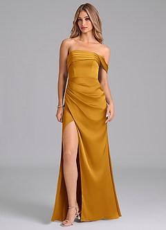 Azazie Lisbeth Vestidos de damas de honor Vestido de Caramelo de Satén Elástico de Corte Sirena Convertible con Vestidos sin tirantes image3