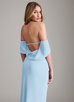 Azazie Lusinda Bridesmaid Dresses Sky Blue Mermaid Off the Shoulder Chiffon Convertible Dress image3