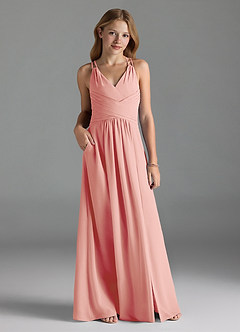 Azazie Farren Junior Rosette A-Line Pleated Chiffon Dress image3