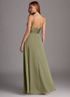 Azazie Jenna Robes de demoiselle d'honneur Robe Trapèze en Satin extensible Plissée Pistache image4