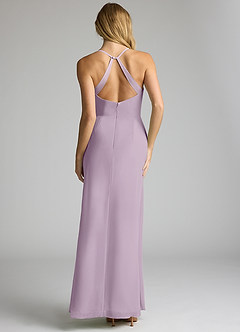 Azazie Becca Bridesmaid Dresses Wisteria Sheath V-Neck Chiffon Dress image5
