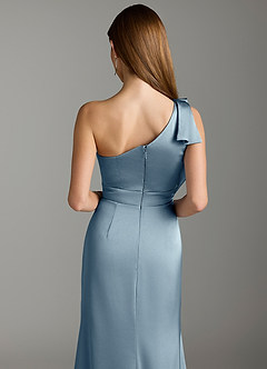 Azazie Rinna Bridesmaid Dresses Dusty Blue Mermaid Ruched Stretch Satin Dress image7