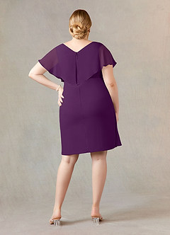 Azazie Julia Mother of the Bride Dresses Grape Sheath V-Neck Pleated Chiffon Dress image7