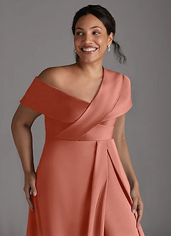 Azazie Milton Mère de la mariée Robes Robe Trapèze en Satin extensible Plissée Rose Saumon image13