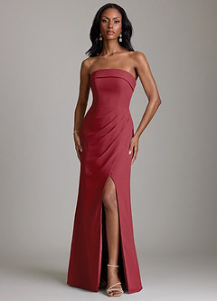 Azazie Aretha Bridesmaid Dresses Pomegranate A-Line Strapless Chiffon Dress image1
