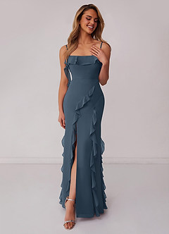 Barbie ♥ Azazie Brudepigekjoler Skede Sløjfe Chiffon Gulv-længde Kjole image3