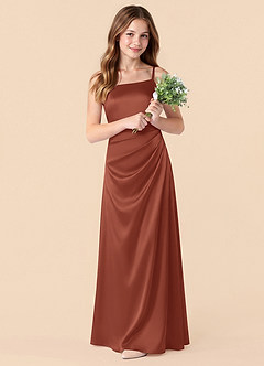 Azazie Renna Junior Auburn Mermaid Pleated Stretch Satin Dress image3