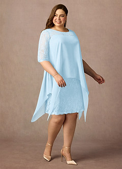 Azazie Flo Mother of the Bride Dresses Sky Blue A-Line Lace Chiffon Dress image8