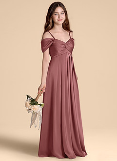 Azazie Kaitlynn Junior Jurk van Stretch Satijn met A-Lijn Off the Shoulder Amethist image5