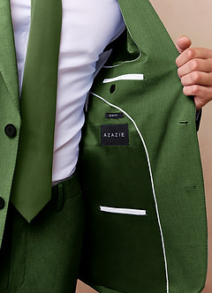 front James Olive Structured Stretch Suit