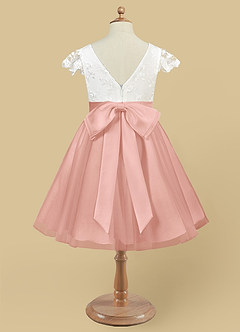 Azazie Vetty Flower Girl Dresses Ivory Rosette A-Line Lace Tulle Dress image10