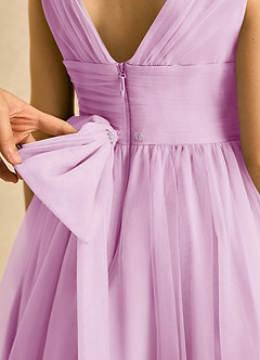 Azazie Macaron Flower Girl Dresses Candy Pink A-Line Pleated Tulle Dress image6