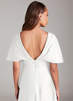 Azazie Pamela Brudtärnklänningar Klä av A-Linje i Stretch Satin Plisserad Vit image6