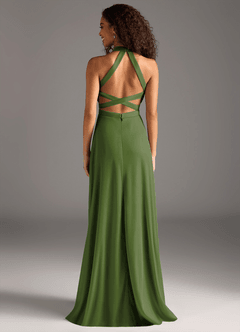 Azazie Clarice Final Sale Dusk A-Line High Neck Mesh Dress image3