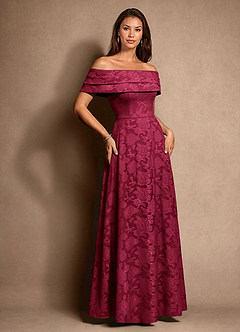 Azazie New Britain Mère de la mariée Robes Robe Trapèze en Blumen-Burnout Plissée Bourgogne image2