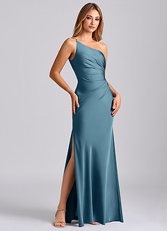 Azazie Marseli Bridesmaid Dresses Bermuda Mermaid One Shoulder Stretch Satin Dress image4